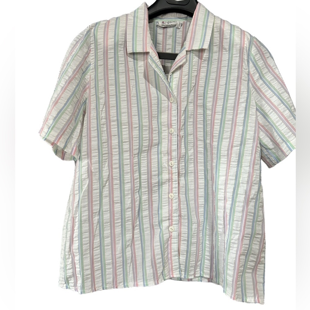 Vintage Boxy Striped Multicolor Blouse Size M